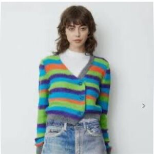 Anderson Bell Marta Asymmetric  Stripes Cardigan